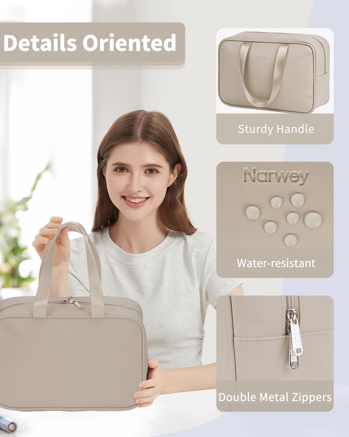 Narwey Trousse de Toilette Voyage Grande Trousse Maquillage Organisateur Accessoires Sac de Toilette Trousse Toilette Hommes Femmes - 5