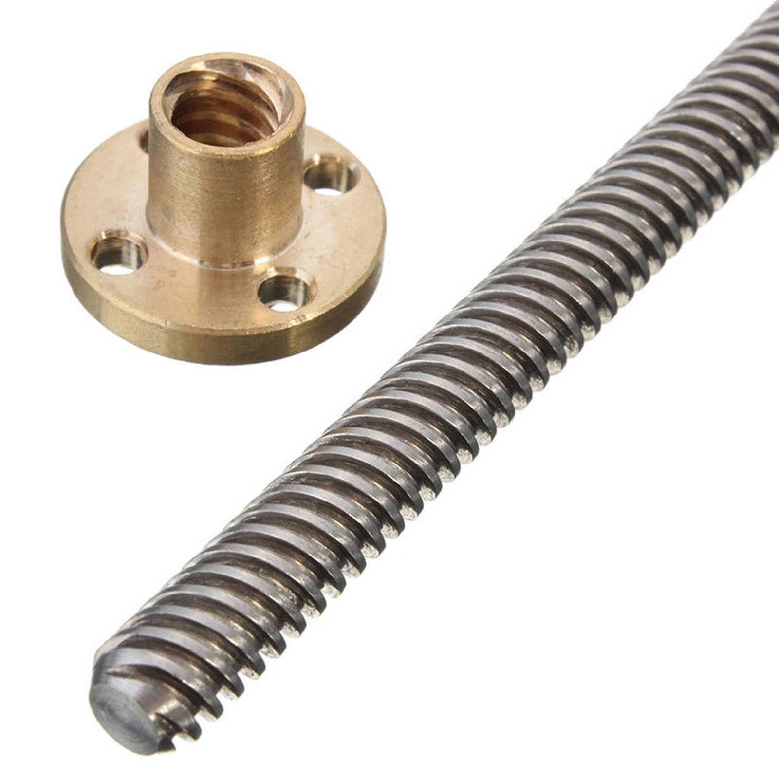 Gewindespiel T20 Trapezspindel-Spindel, 100 mm bis 1000 mm, T20-Leitspindelstange, 4 mm Steigung, 4 mm Blei-Trapezspindelstange mit Messingmutter Schraube trapezförmig (Size : 100mm)