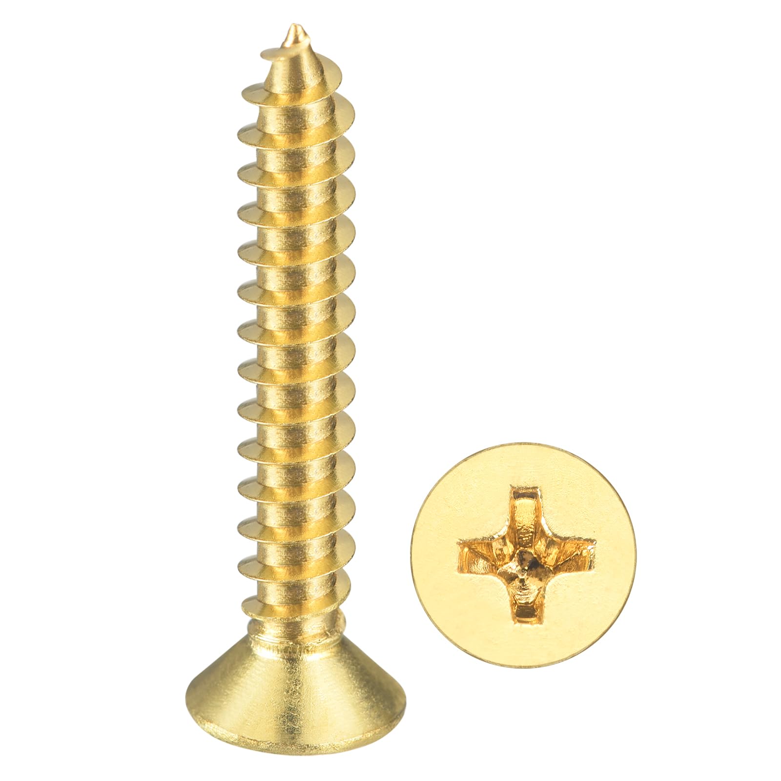 METALLIXITY Countersunk Phillips Wood Screw (ST2x8mm) 200Pcs, Brass Coarse Thread Phillips Drive Flat Head Wood Screws - for Furniture Installation Repair, Brass