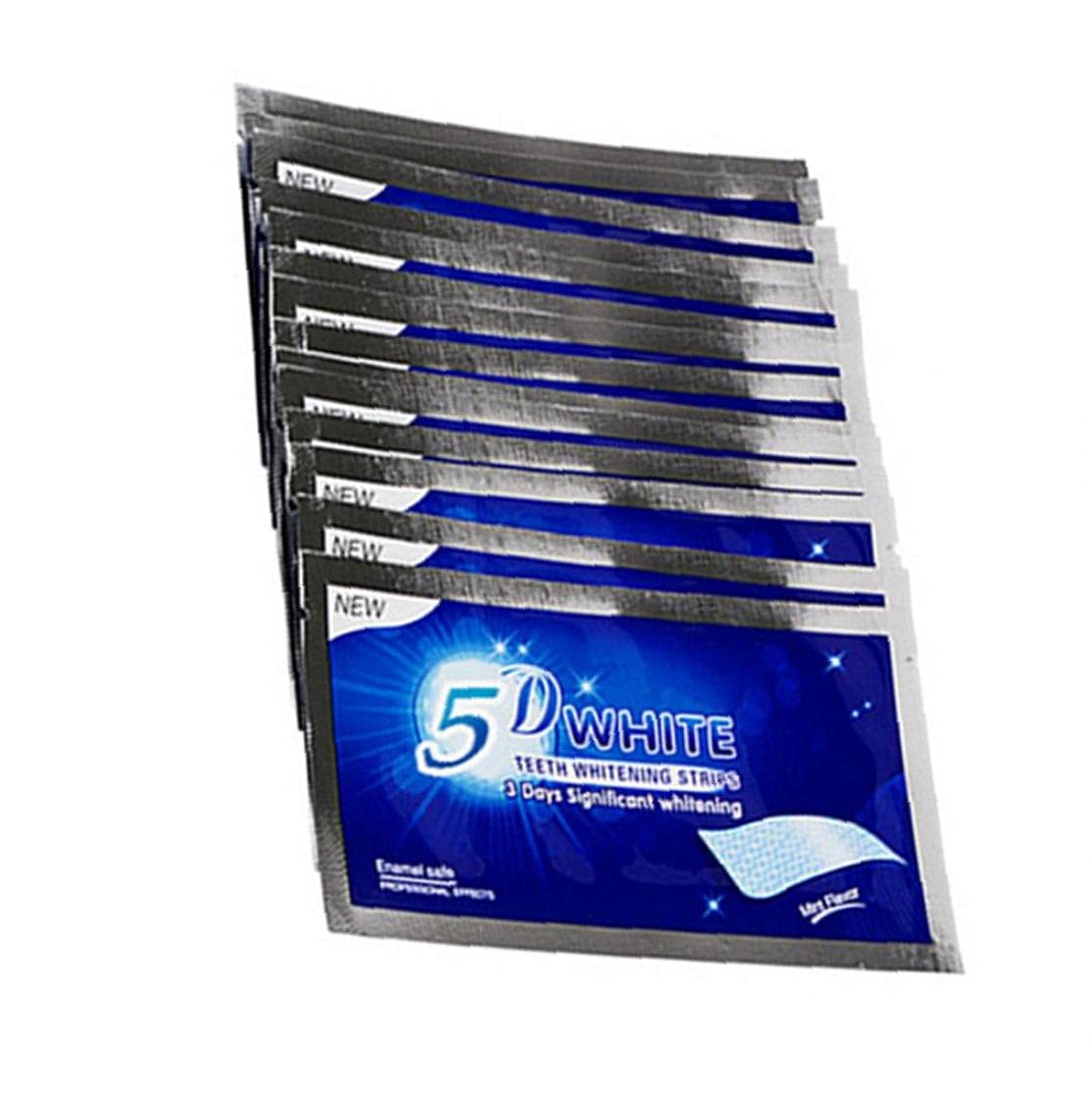 5D Teeth Whitening Strips, Bleaching Strips with Non-Peroxide, Professional Non Slip, Safe for Enamel, Bright Smile 14 Pairs