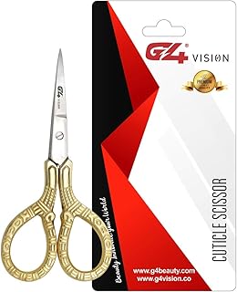 G4 Vision Cuticle Scissors Eye Brow Scissor Manicure Pedicure Grooming Nail Trimming Gold (4 inch)