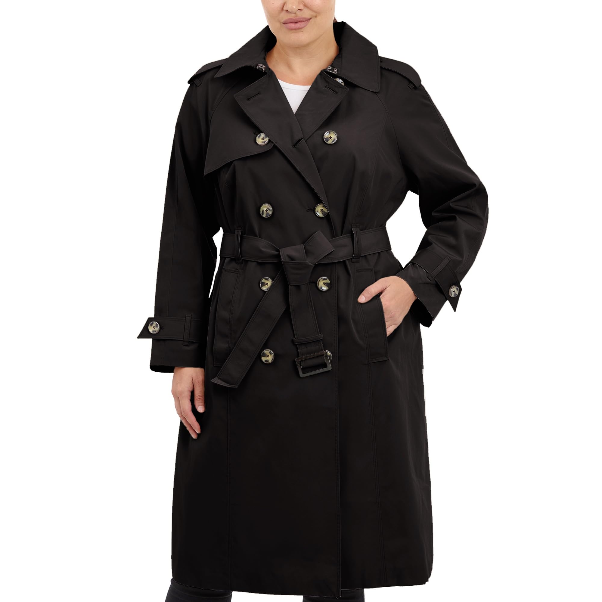 LONDON FOGWomen's 3/4 Length Double-Breasted Trench Coat with Belt