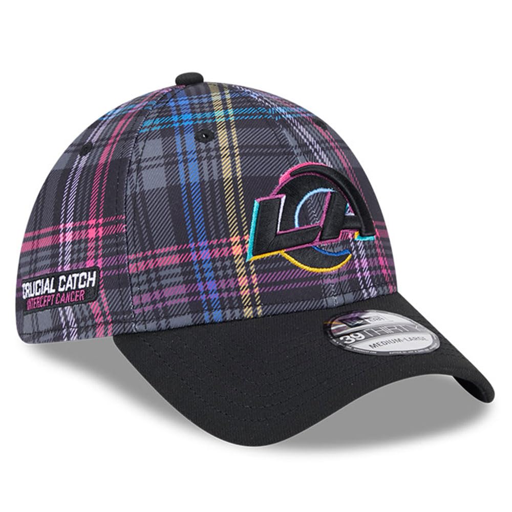 New Era Men's Black Los Angeles Rams 2024 NFL Crucial Catch Plaid 39THIRTY Flex Hat
