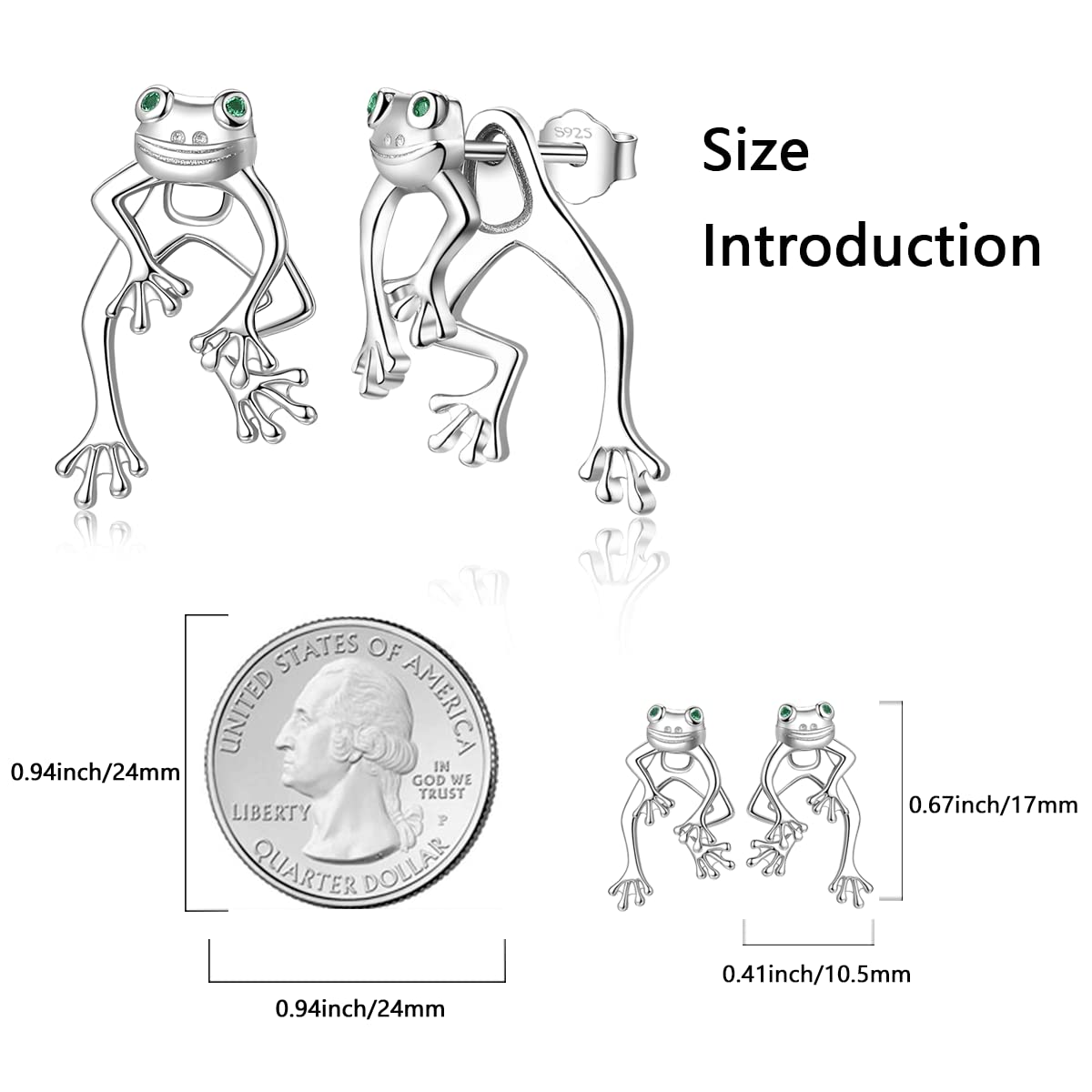 Boucles d'oreilles grenouille pour femme en argent sterling 925 amusant mignon deux voies grenouille boucles d'oreilles bijoux cadeau pour filles adolescentes