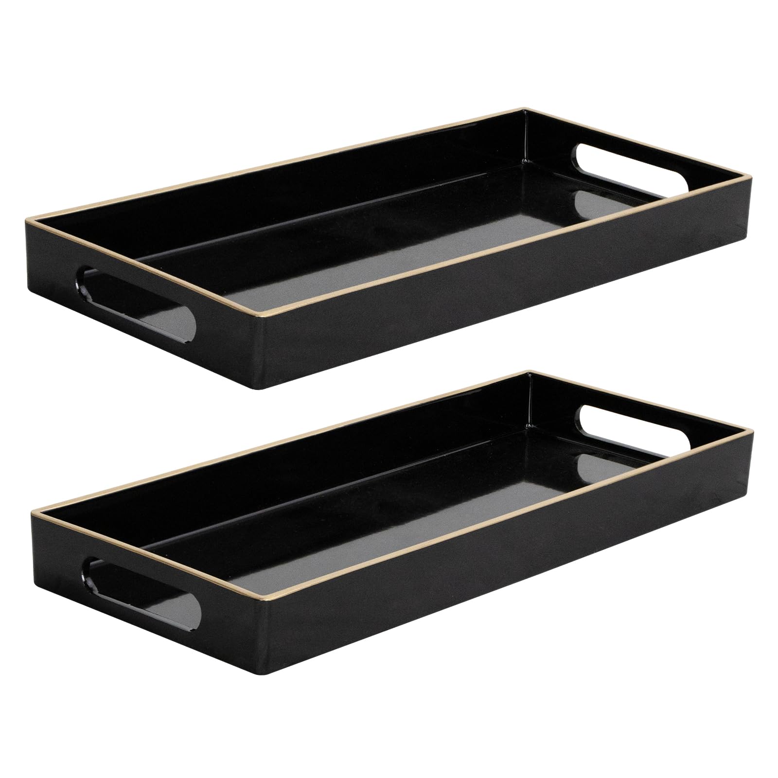 Amazon.com: MAONAME Black Vanity Tray Set of 2, Plastic Decorative Tray ...