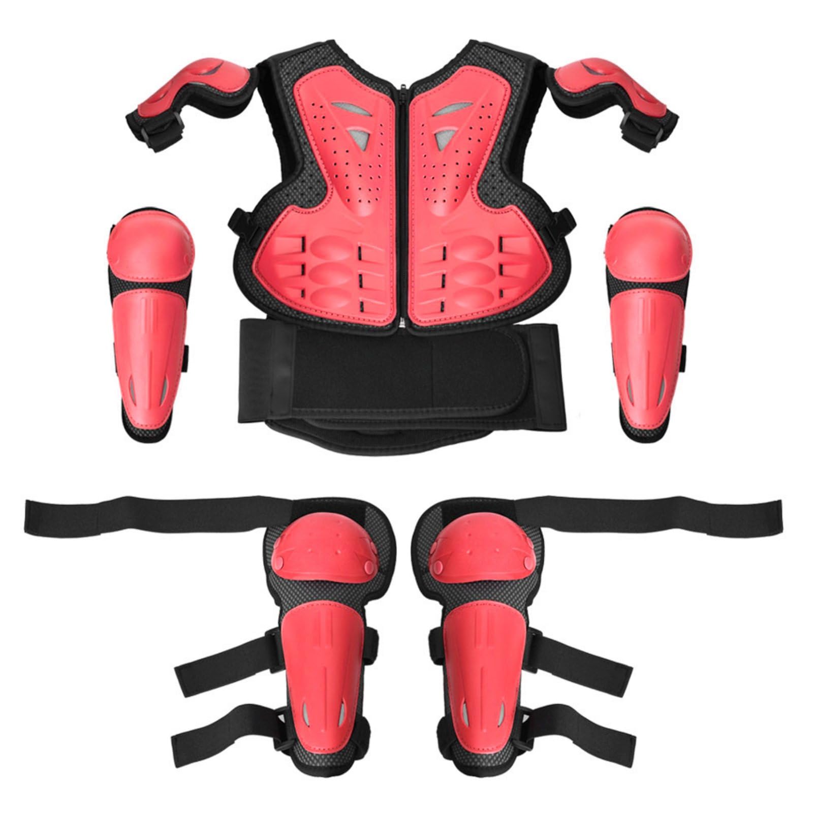 5 Pièces Enfant Protection Armure Coffret Gilet Coudières Genouillères Structure PE Rembourrage Mousse Intérieur Doux Ajustement Sûr Convient au Vélo