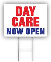 Day Care Now Open Advertising Skin Care Products Store Lawn Garden Indoor Outdoor Decor Coroplast Yard Sign With H Stake 12"x18" Double Sided