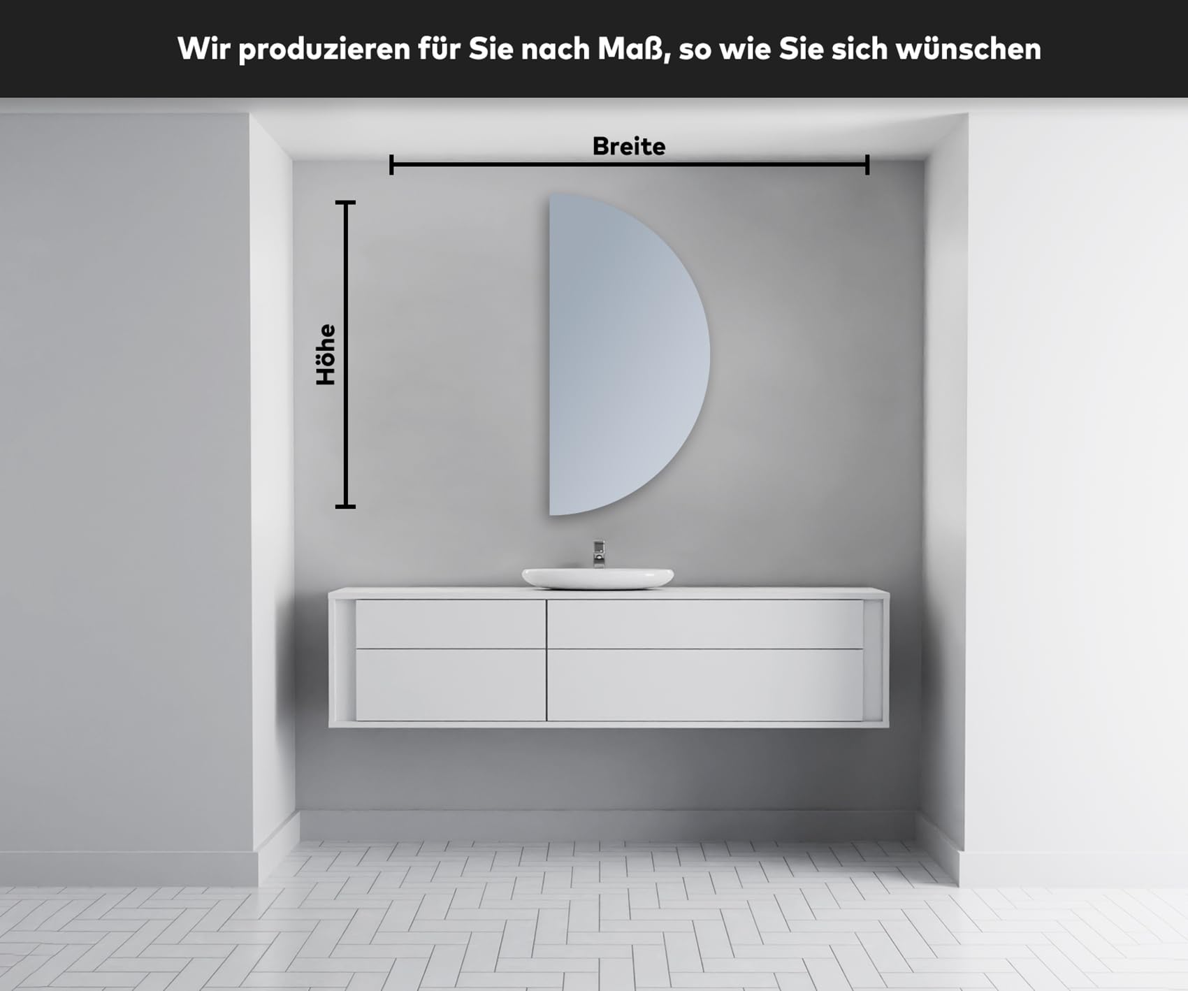 Artforma Badspiegel 50x100 cm Rund OKRHA221 x53, LED, Ohne Rahmen