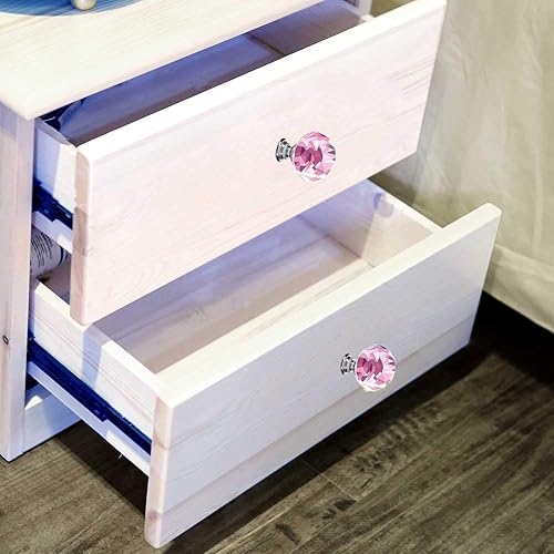 Miniatura 8 de KEIVA 10 perillas de cristal con forma de diamante de 30 mm para cajones de alacenas cómodas y armarios con 3 tipos de tornillos