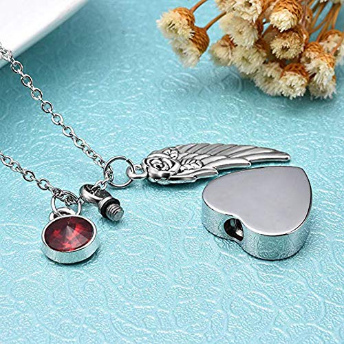 Misyou Charms Urn Necklace For Ashes Pet Dog Paw Prints Heart Necklace Stainless Steel Birthstone Keepsake Memorial Cremation Jewelry (October) #TOP3