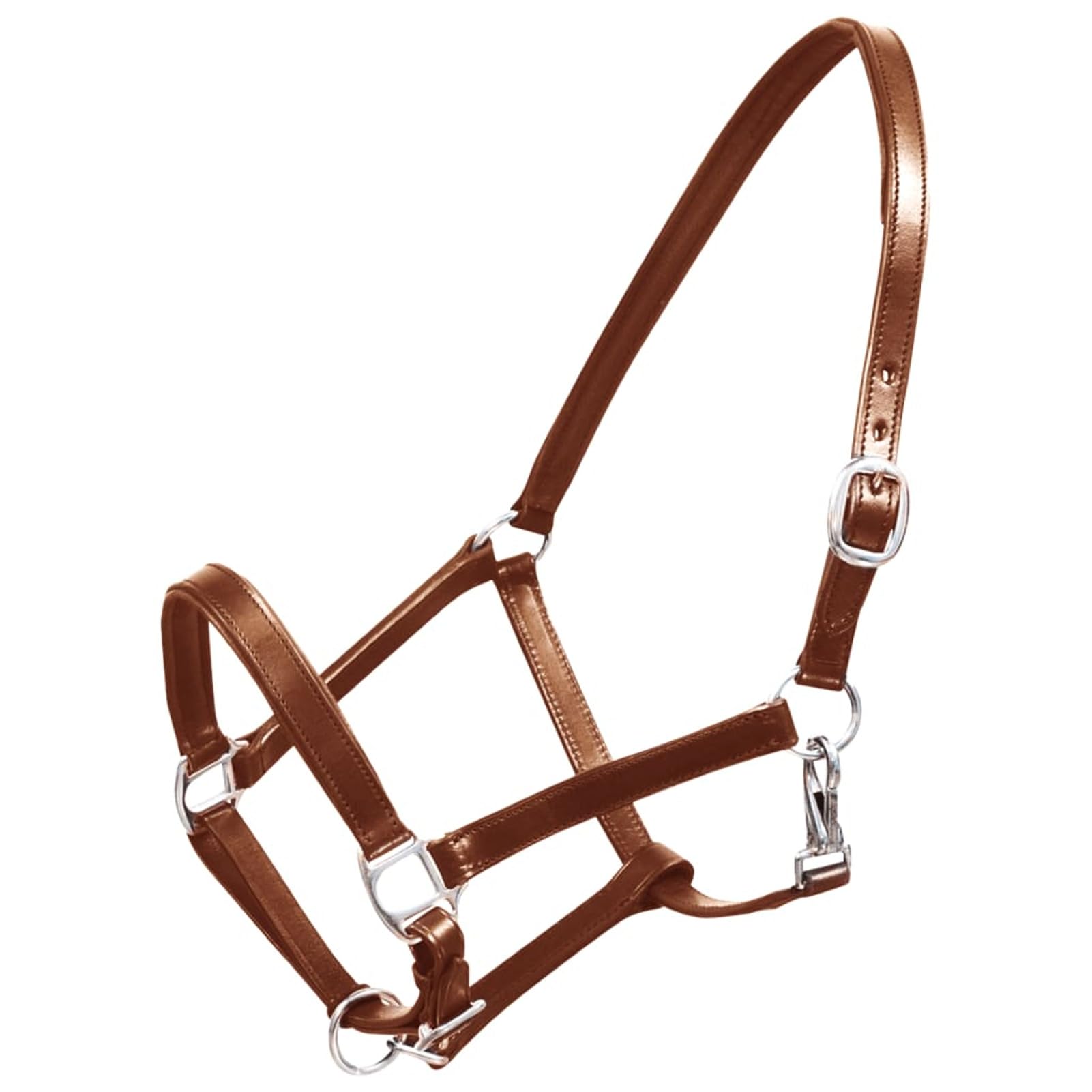 Brokky Cavezza testiera Cuoio Naturale Regolabile per stalla Marrone Cavallo|