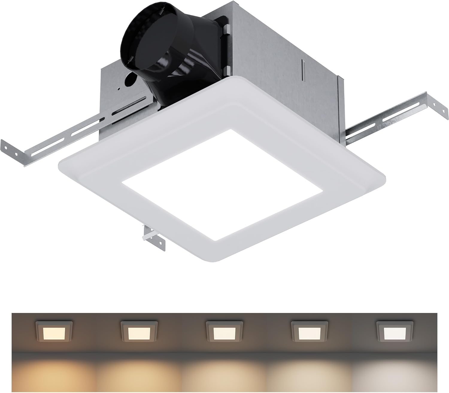 ZAGO Bathroom Exhaust Fan with LED Light: 100 CFM 1.2 Sones Quiet Powerful Ceiling Vent Fans Lamp combo for Quick Shower Steam Removal and Consistently Fresh Air Ventilation Ideal for Household Bath