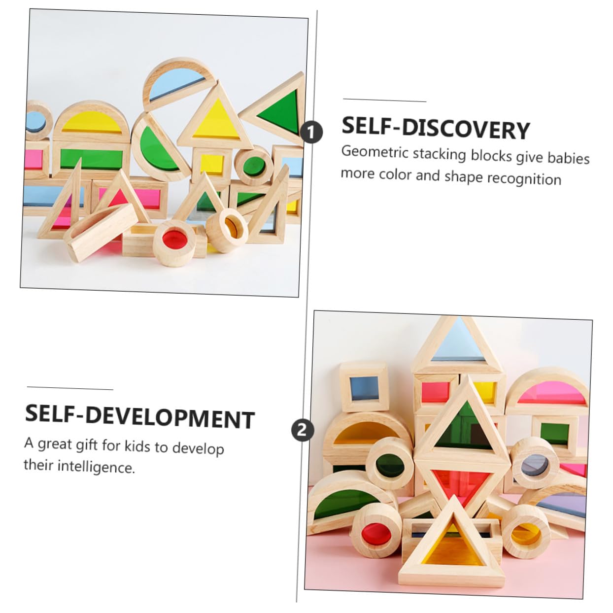 Uonlytech 24 Pezzi Blocchi da Costruzione in Legno Colorati Giochi Montessori per Anni Giocattoli Educativi Cognitivi Forme e Colori Stimolanti per Ragazzi e Ragazze