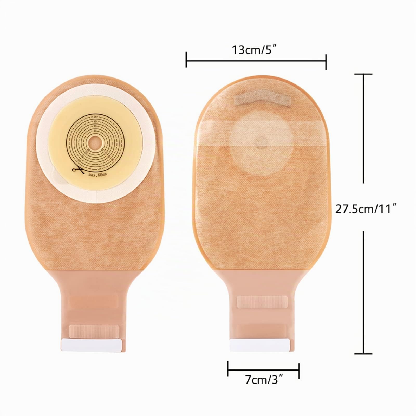 Bolsas De Estoma, Bolsa De Estoma Drenable De 20 Piezas Una Pieza Para Ileostomía, Resistente a Los Olores, Se Puede Cortar a 15-60 Mm