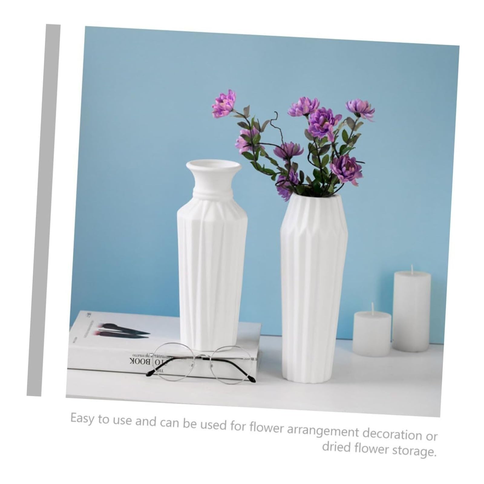 Blumenvase Weißes Keramik-Vasen-Set mit breiter Öffnung for die Inneneinrichtung, Desktop-Blumenbehälter Zimmerdekoration