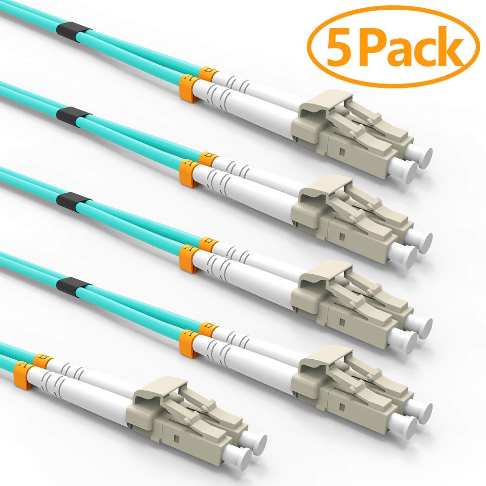 DKURVE Fiber Patch Cable, 10G Gigabit Fiber Optic Cables with LC to LC Multimode OM3 Duplex 50/125 (3M, OM3-5Pack)