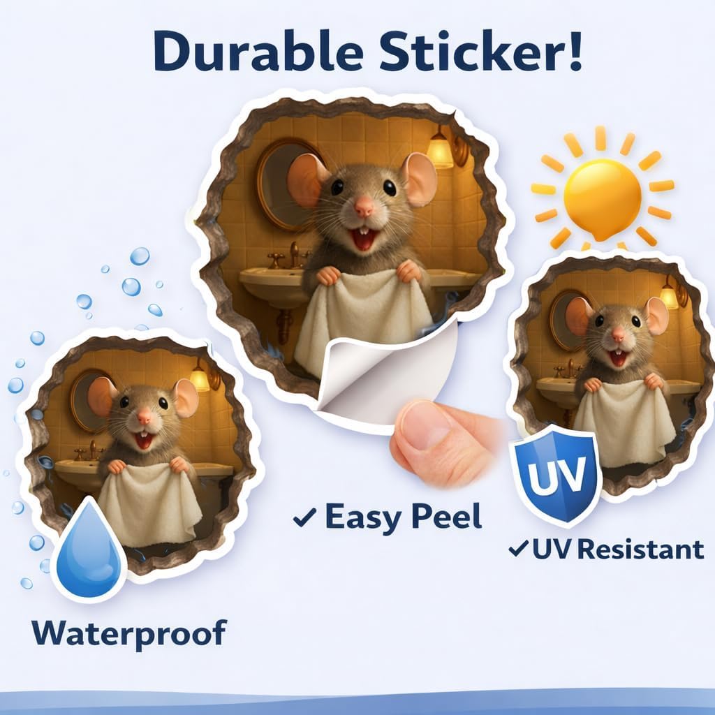 36Pcs(3IN) - 3D Mouse Hole Wall Sticker - Mouse Wall Hole Decal - Mouse Hole in The Wall Sticker with 3D Effect - Mouse Hole 3D Sticker