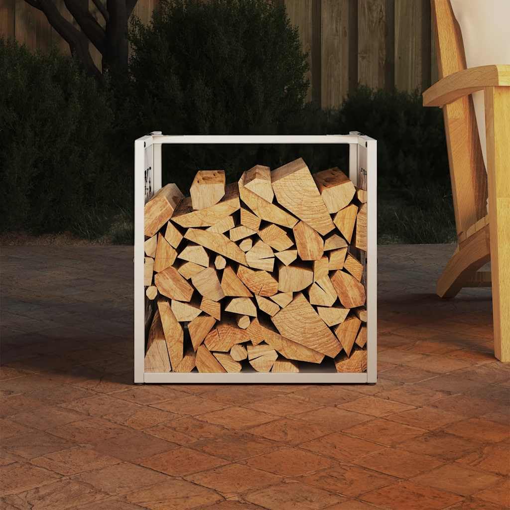 Mangloder Brennholzregal Weiß aus kaltgewalztem Stahl 40 x 40 x 40 cm, 30 kg, Feuerholz Regal für Aufbewahrung, Trocknen, Kamin, Ofen, Feuerstelle, Wohnzimmer
