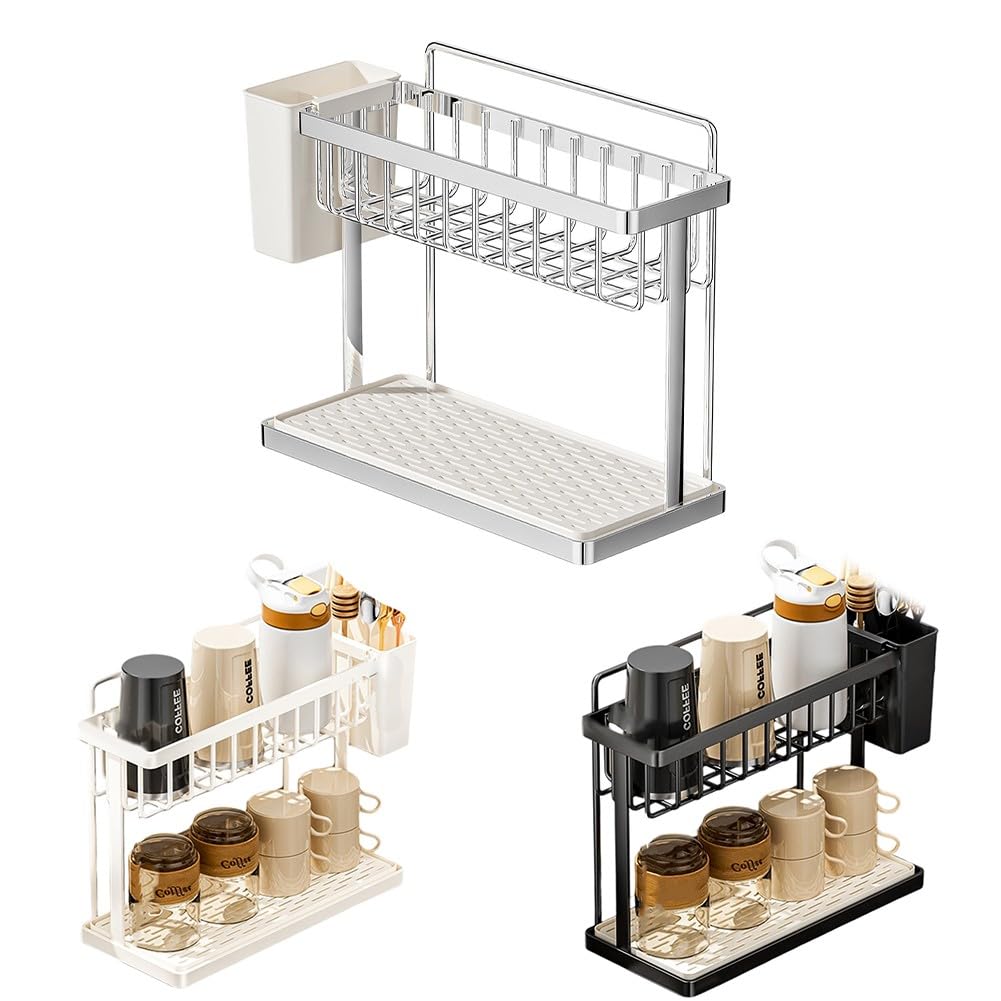 Évier de cuisine acier inoxydable 304 avec bac de rangement et panier de drainage efficace