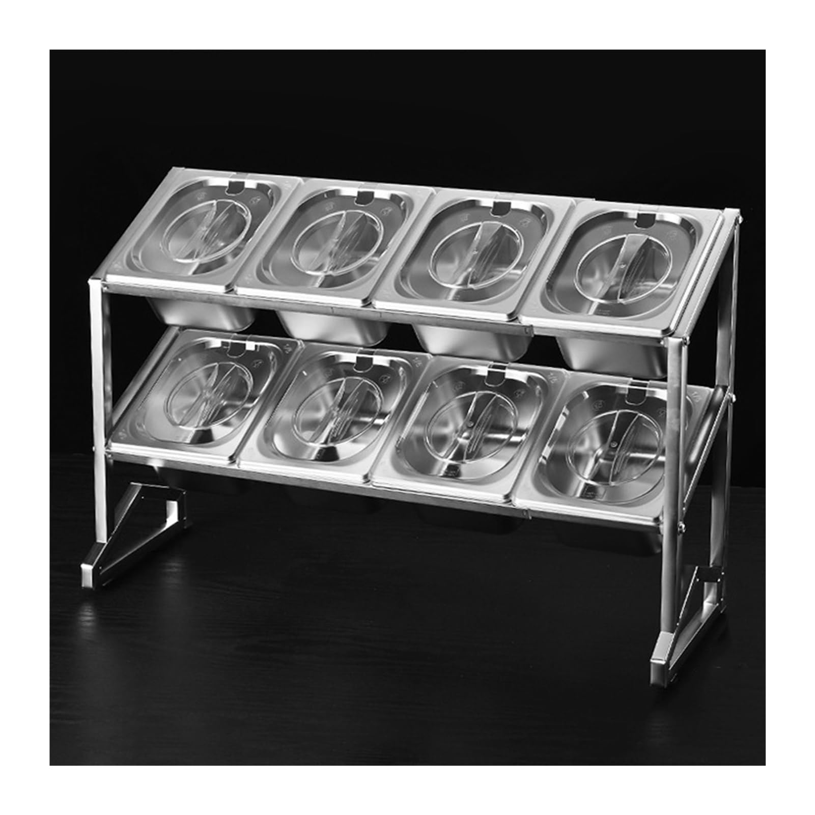 Ausziehbares Gewürzregal, 2/3-stöckiges gewerbliches Gewürzregal für Küchenbuffets, Behälterspender für Gewürze, Soßen, Salate, Marmeladen, Zutaten (Silber 68x19x44cm)