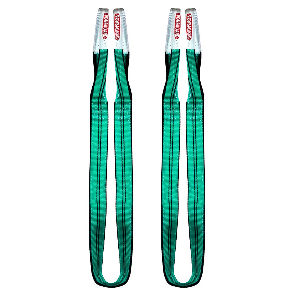 Ponsa 2000 Kg / 2 Ton 2T-3 M. Webbing Lifting Sling Strap – 3 Meter – 60 Mm Width - Heavy Duty Polyester - With Ponsagard Patented Abrasion And Cut Protection System (Pack 2 U.)
