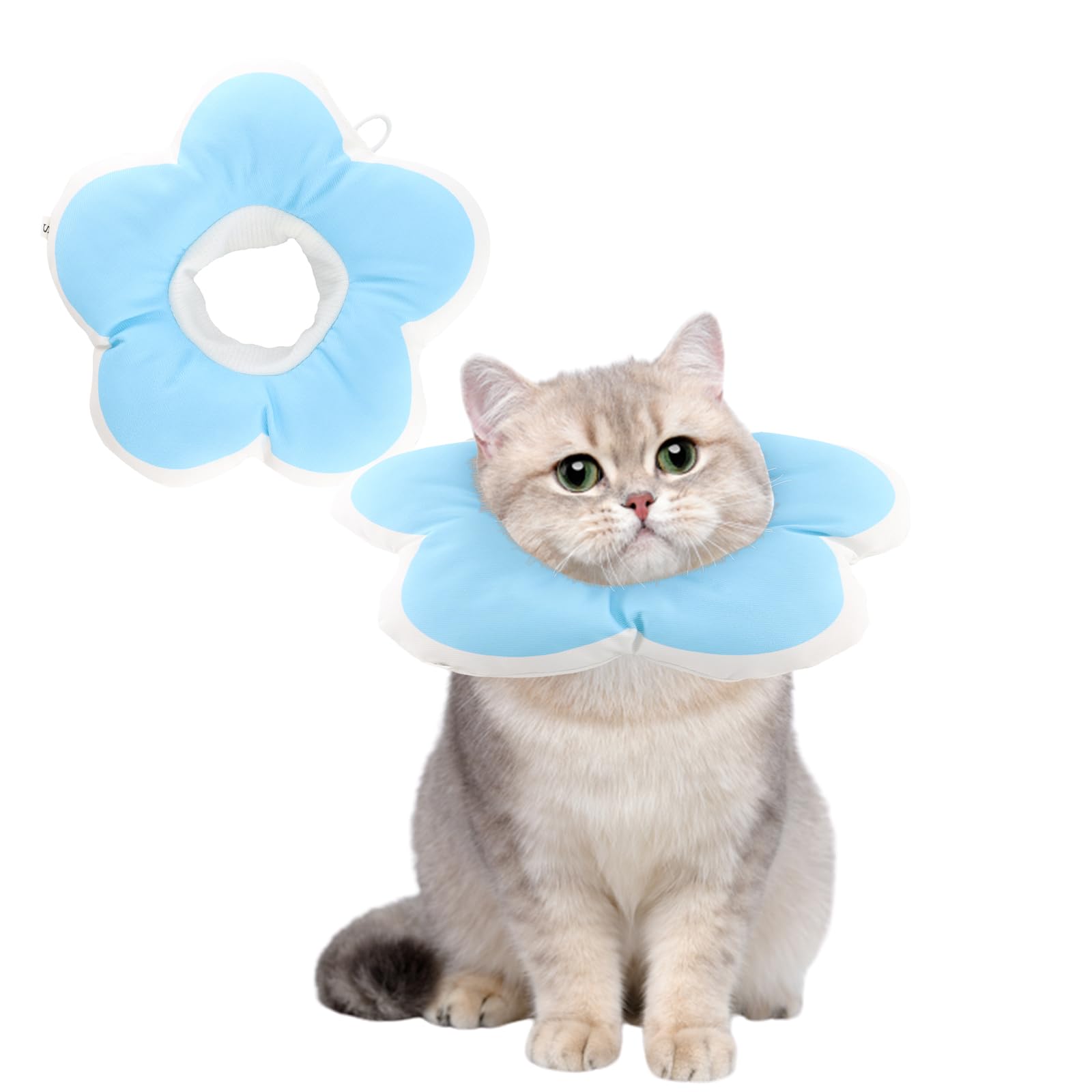 KaTiak Collarín de Gato, Ajustable Collar de Gato Suave, antifugas, Adecuado para el Uso después de Las Operaciones, Azul