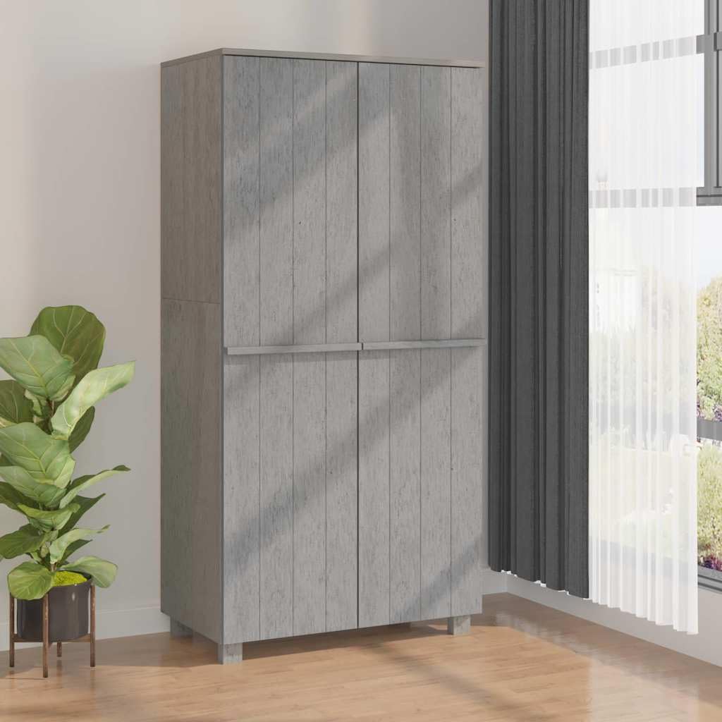 SYDE Armadio in legno massello di pino grigio chiaro, 89 x 50 x 180 cm