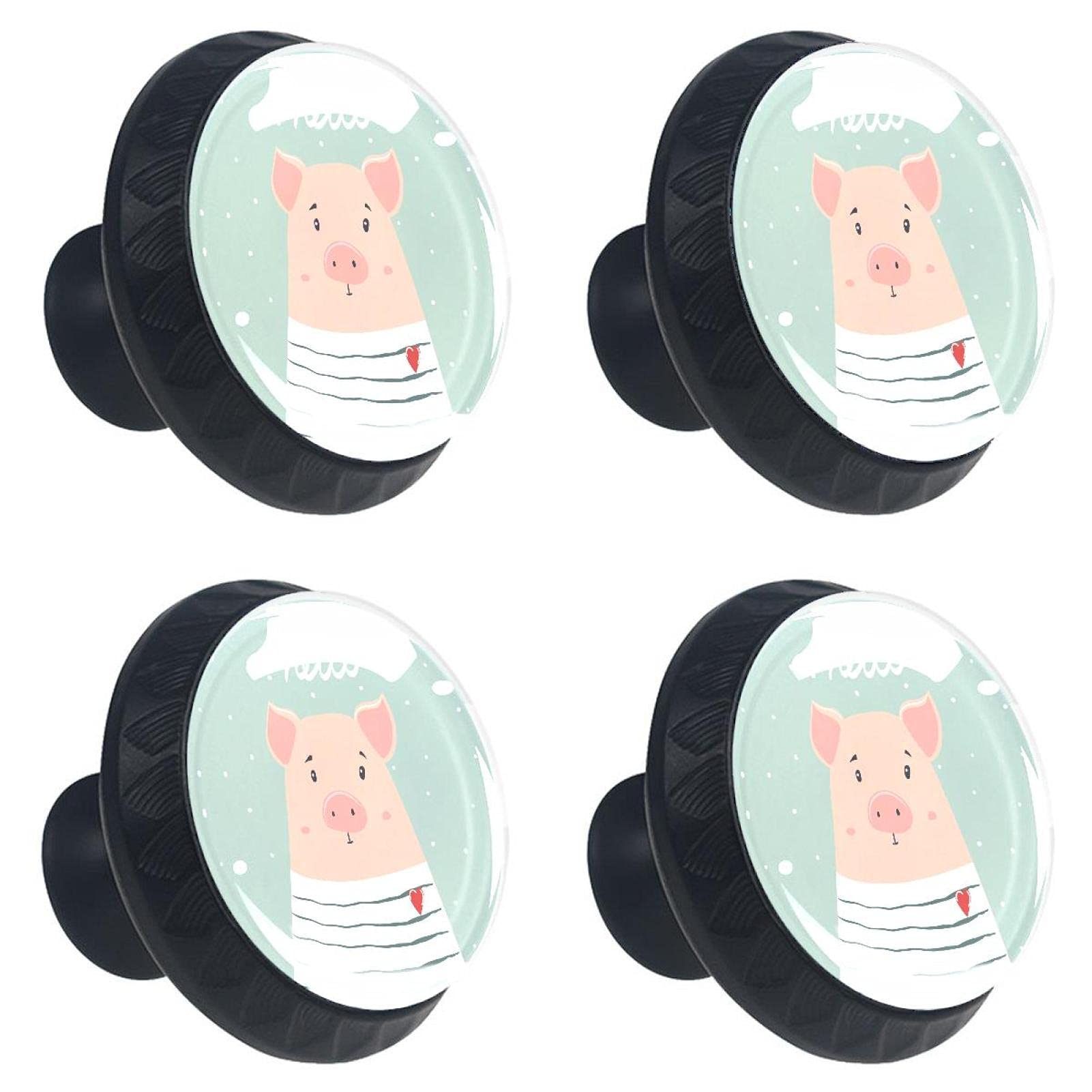 Boutons de tiroir en cristal Funny Pig vert clair 30mm, douceur maison