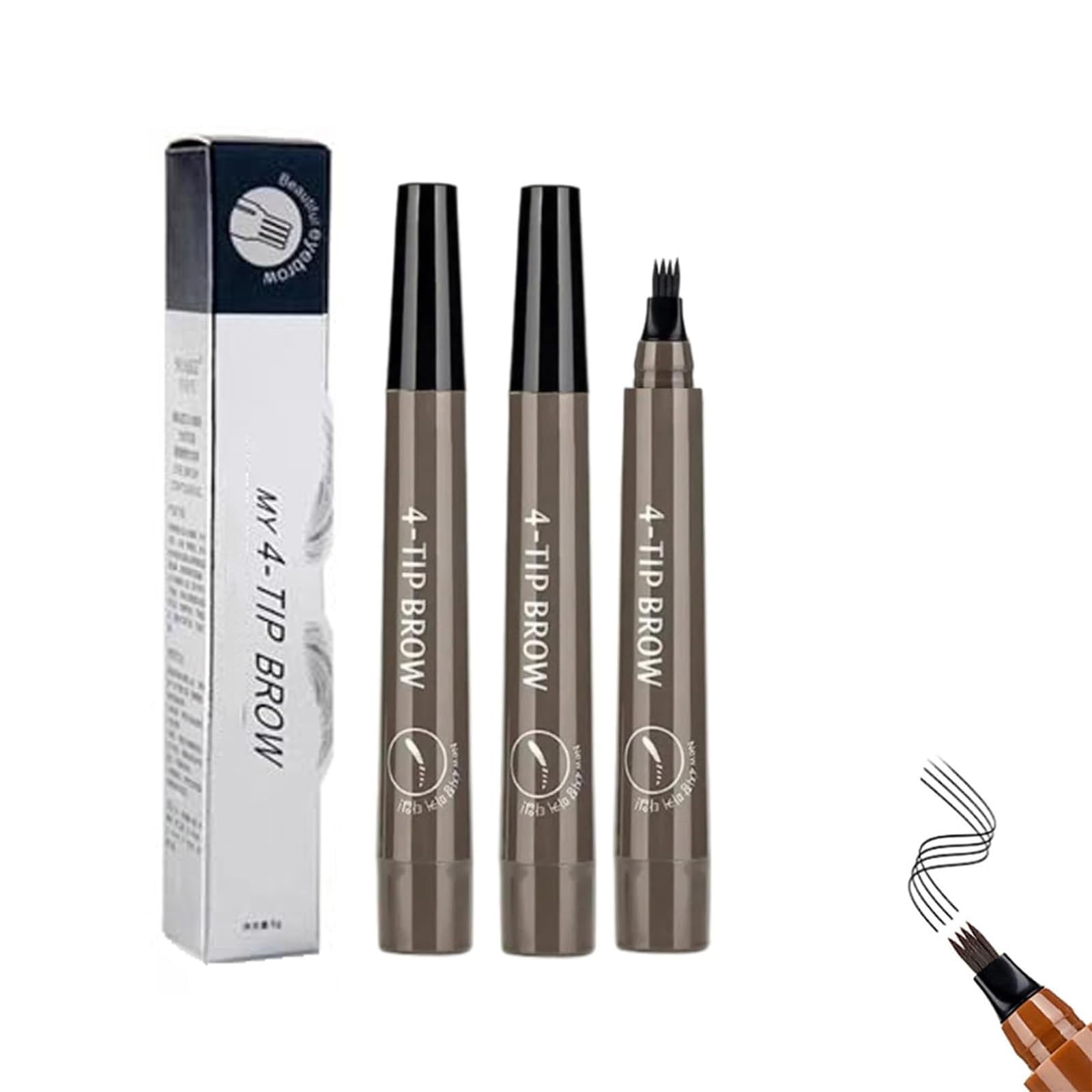 Lightsbetter Waterproof Brow Pen, Lightbetter Eyebrow Pen, Microblading Eyebrow Pen, Waterproof Eyebrow Pen Lightsbetter, Tint My 4 Tip Brow Waterproof, 4-Tip Eyebrow Pencil (2* Gray Brown)