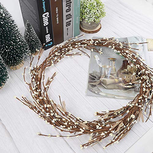 NeoLartes-60-inch-White-Pip-Berry-and-Burlap-Rustic-Garlands-for-Holiday-Home-Decor-and-Craft-White NeoLartes 60 inch White Pip Berry and Burlap Rustic Garlands for Holiday Home Decor and Craft White