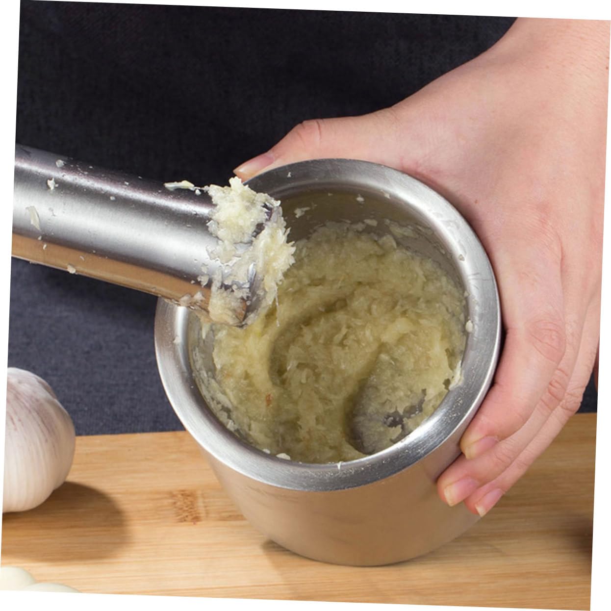 Edelstahl Knoblauchmörser 1 Satz Silber, Kompakter Küchenmörser | Schüssel Form, für Knoblauch und Nüsse, Leicht zu Verstauen, Handlich für Kulinarische Anwendungen