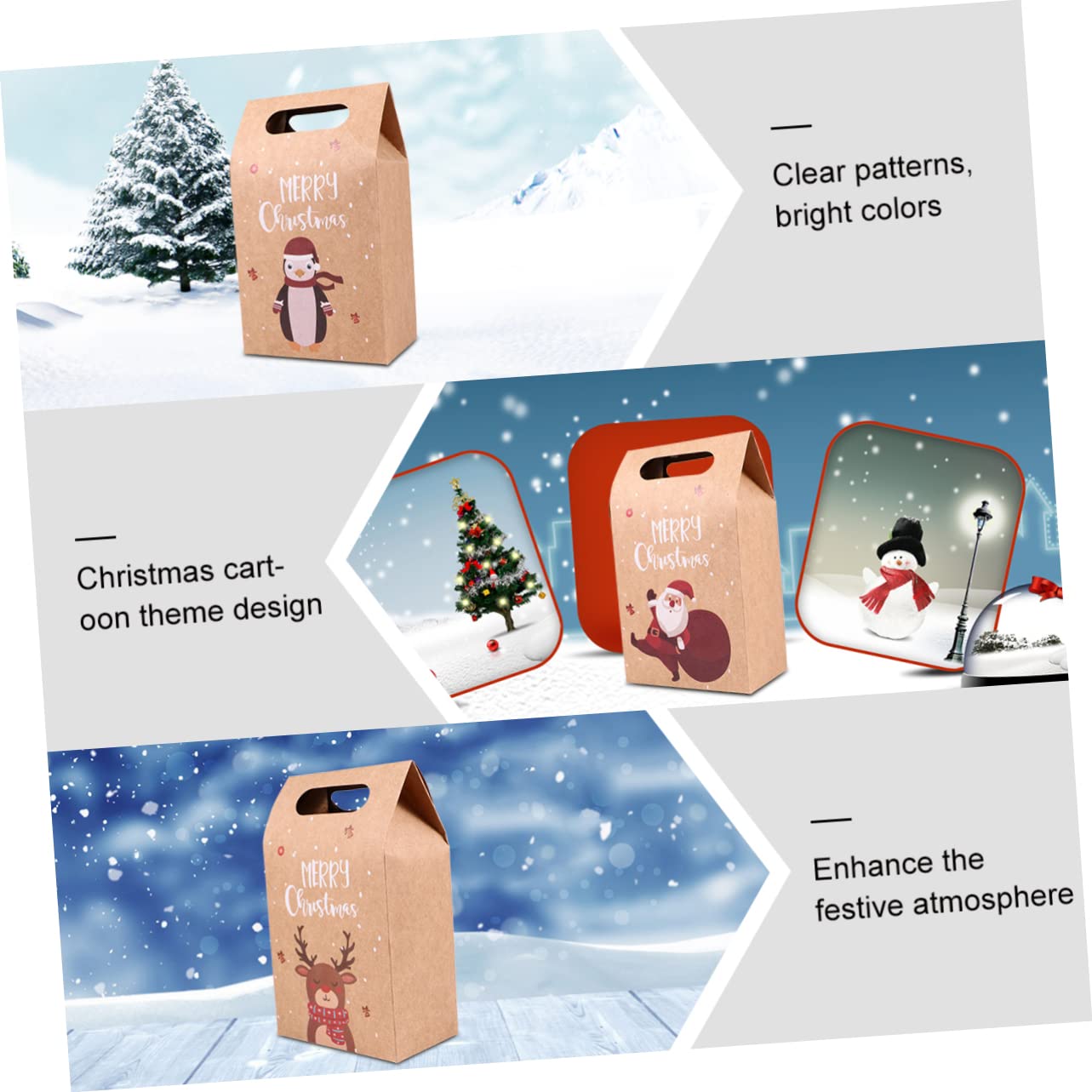Beavorty 24 Piezas Bolsa de Obsequio Navideña de Manzana Bolsa de Papel Kraft para Galletas de Dulces Navideños