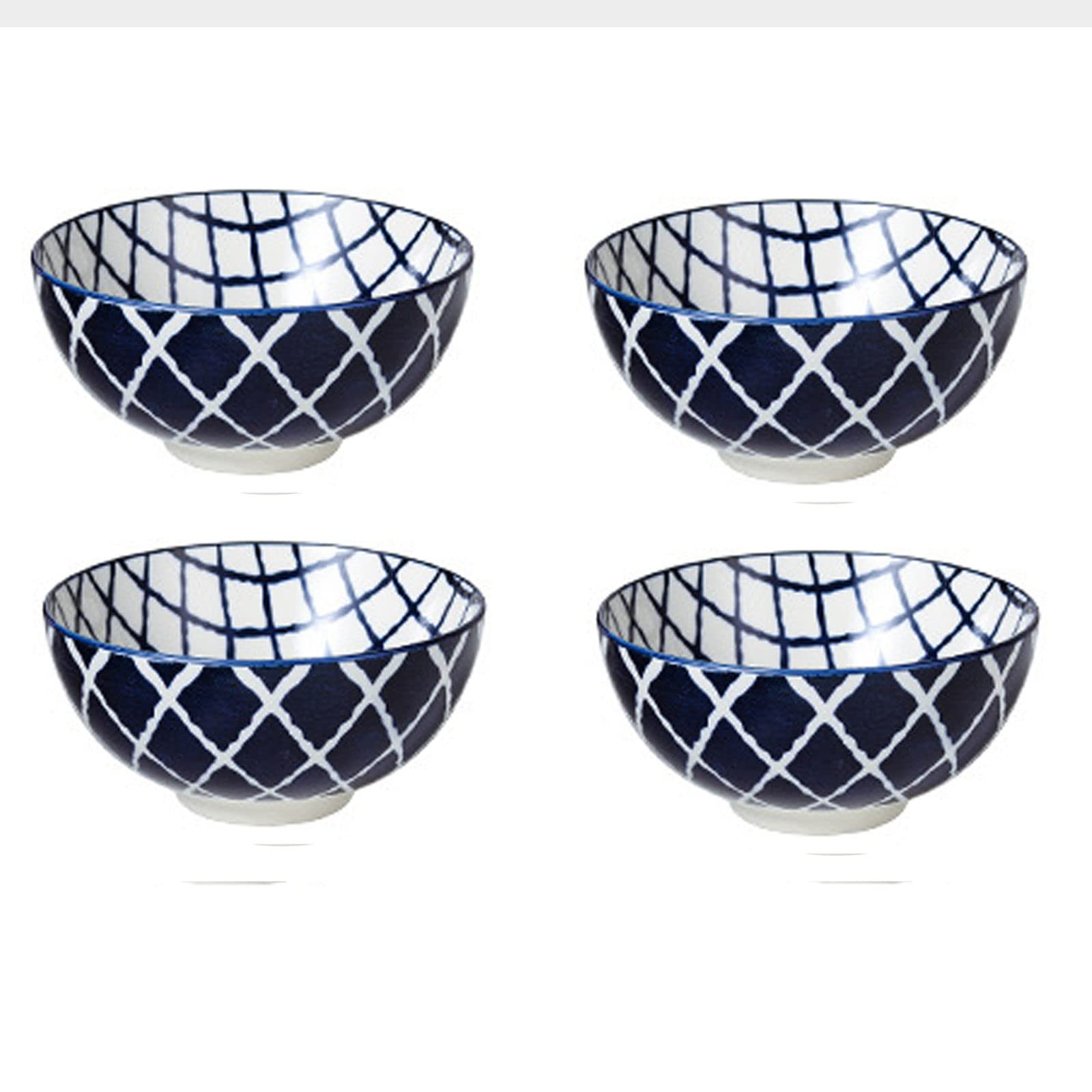 Ramen - Ciotole da zuppa per curry, 15 cm, grandi ciotole da portata per cucina, riso, pasta, zuppa, snack, porcellana, ramen, stoviglie, per casa, hotel, blu marino, set da 4 pezzi