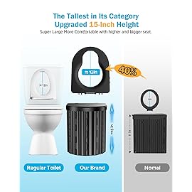 Portable Toilet, Upgraded 15\'\' toilet With Removable Paper Holder, Camping Toilet With A Load Capacity Of 450 Lbs, Portable Potty for Camping, Hiking, Road Trip, Car, RV, Tent, Beach, Truck Drivers