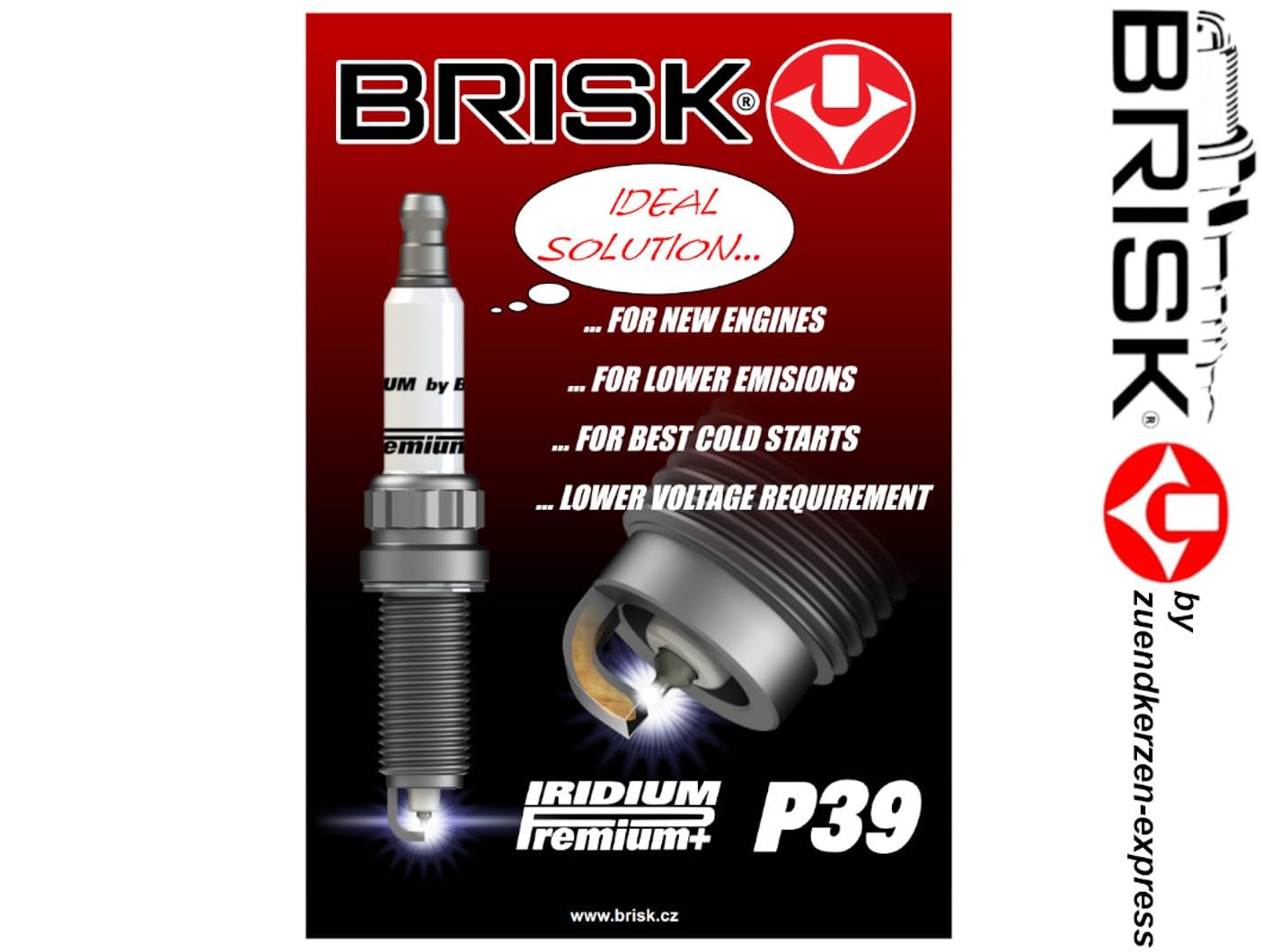 BRISK Iridium Premium+ Plus P39 2MOR12LIR 1987 Zündkerzen, 4 Stück