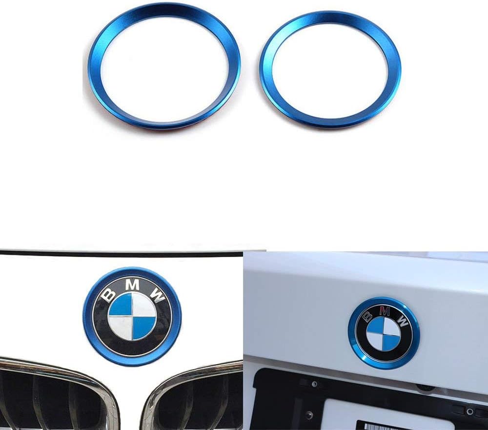 DEMILLO Car Front Rear Logo Decoration Cover Ring Trim Hood Emblem Ring for 2013-2019 BMW 3 Series 320Li 328Li 316/BMW 4 Series M3 M4 (blue)