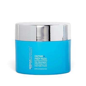 Serious Skincare - Dr. Mark Pinsky Proteolytic Enzyme+ Prep Pads - Pre Treatment - Detoxify Skin & Pores - Willow Bark Extract - 60 Pre-Saturated Disc - Face & Neck