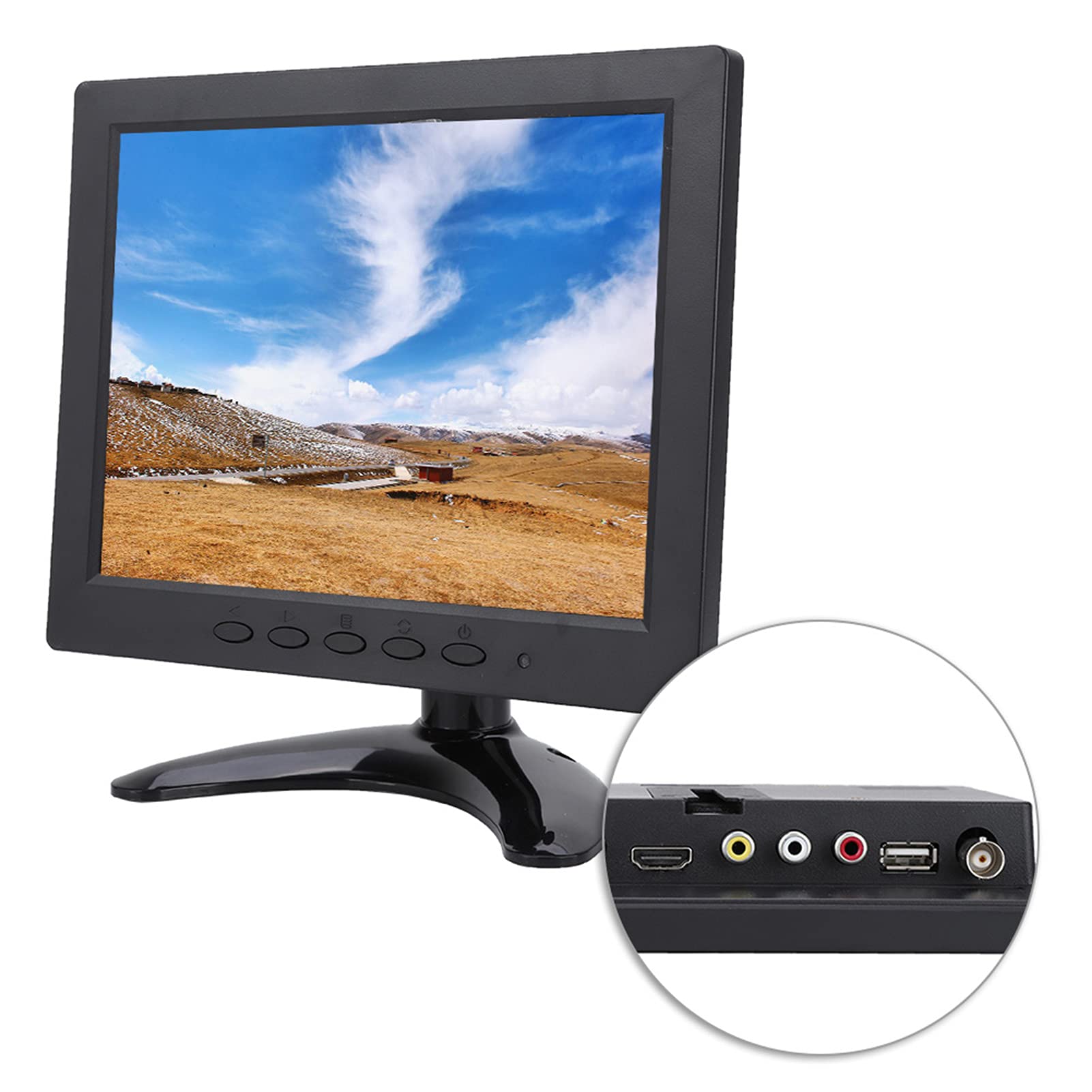 Changor 8 Pulgadas Monitor IPS LCD HD, Mini Pantalla 1024X 768 Altavoces Pntegrados con Entrada HDMI VGA BNC AV para PC Gaming
