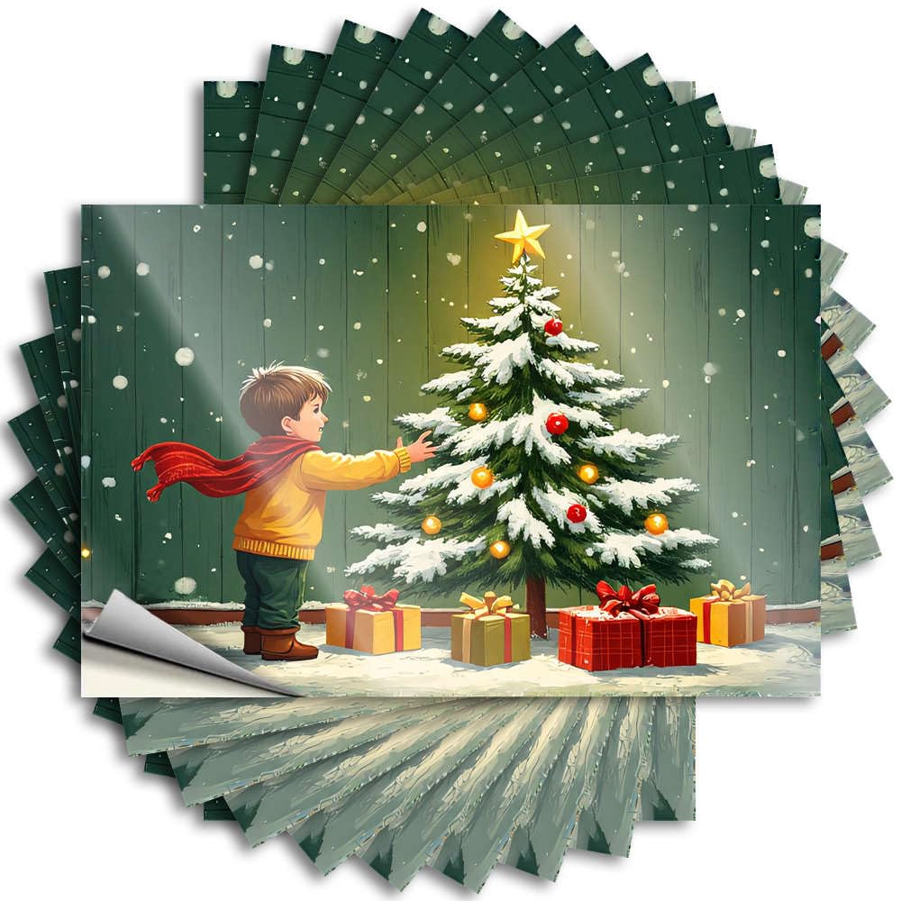 Home Gifts Door Bumper | A Child Decorates A Snowy Christmas Tree Plush for Gamer Decor(6X9CM)