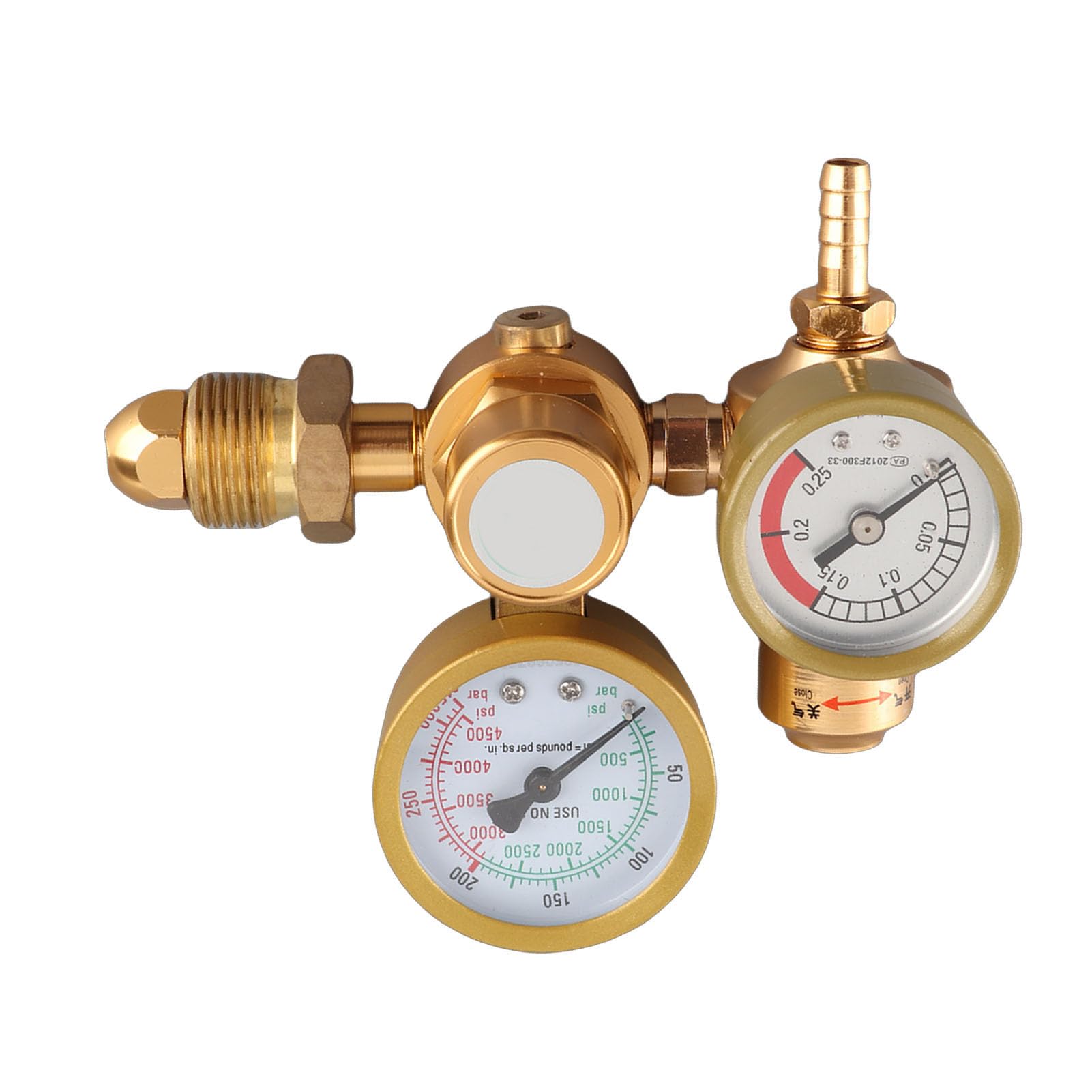 Reduktor Spawalniczy Argon CO2 4500 Psi 25 L/min Wylot 1/4 Cala | Przepływomierz, Zastosowanie MIG TIG, Podwójne Manometry, Wlot Cylindra, Złącze CGA580, Przepływ 25 L/min, Konstrukcja