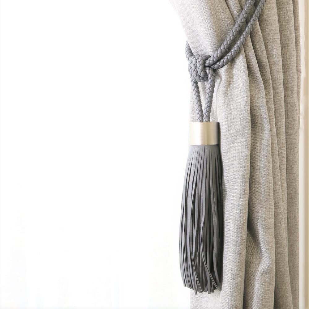 INTERIX カーテン留め おしゃれ レザータッセル ダークグレー JCD356B