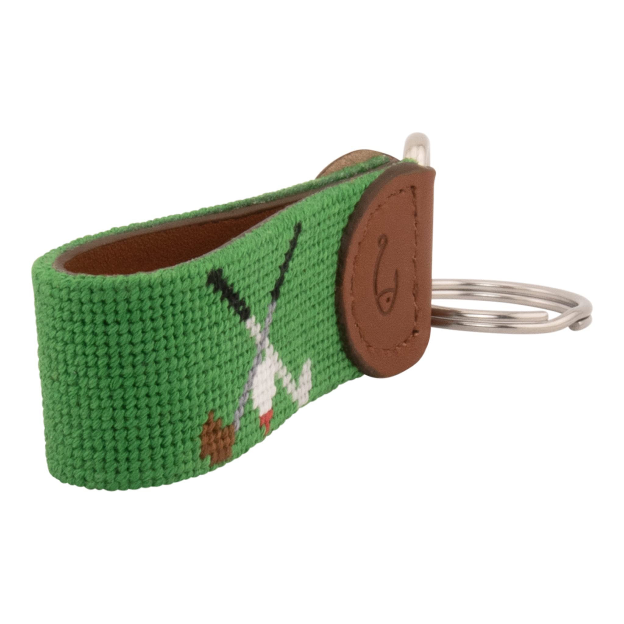 Handgenähter Schlüsselanhänger oder Schlüsselanhänger aus Leder, Golfen, Medium