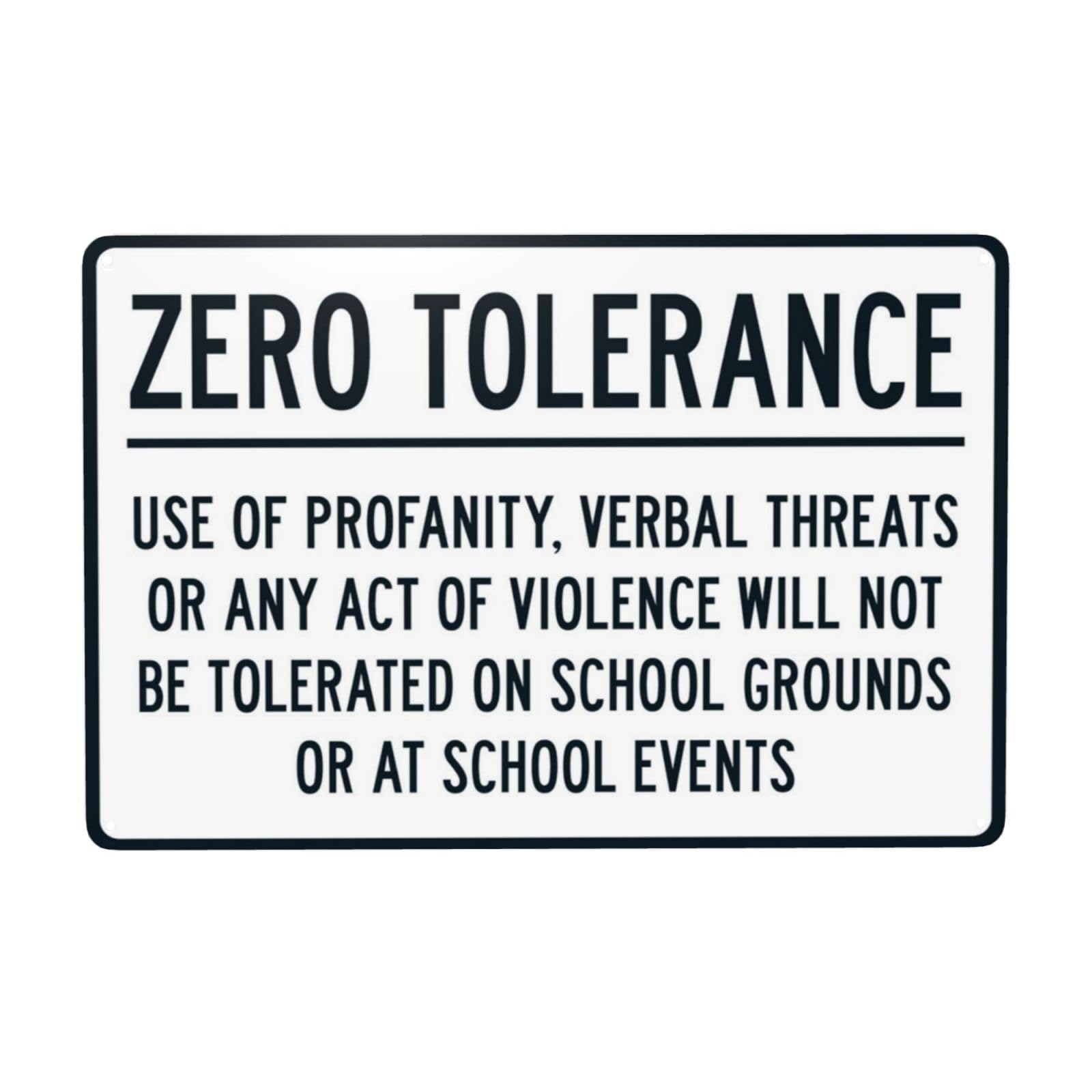 Zero Tolerance For Profanity, Threats And Violence Vintage Metal School Sign 12x8 Inch