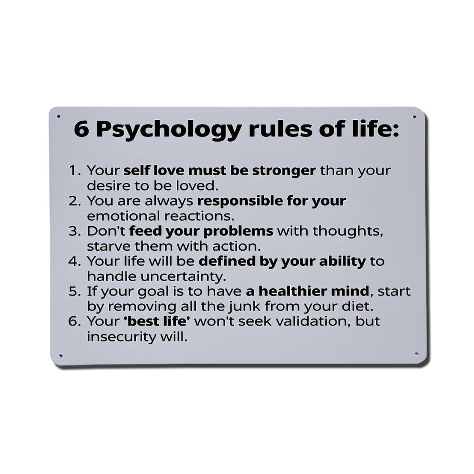 Psychology Rules Of Life Guide Retro Metal Tin Sign, Vintage Metal Poster for Home, Gaming Room, Studio Workshop,Bar,Garage Wall Art Decor 8x12 Inch