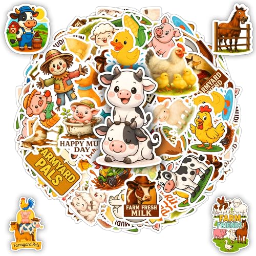 Calcomanías impermeables de vinilo con diseños de vacas y cerdos, lote de 100 stickers 2