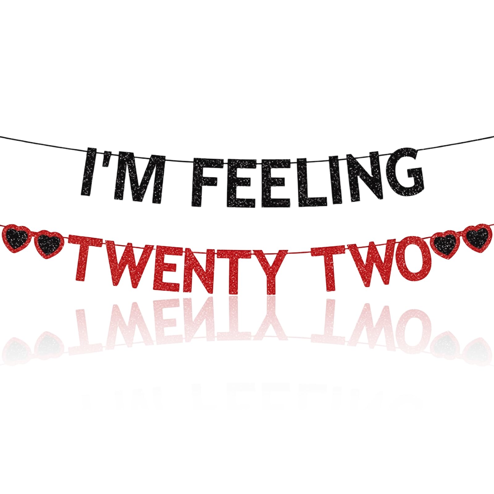I'm Feeling 22 Banner, 22nd Birthday Party Banners for 22nd Birthday Party Decoration, Red and Black Birthday Decorations for Party Wall and Backdrop Displays Decoration
