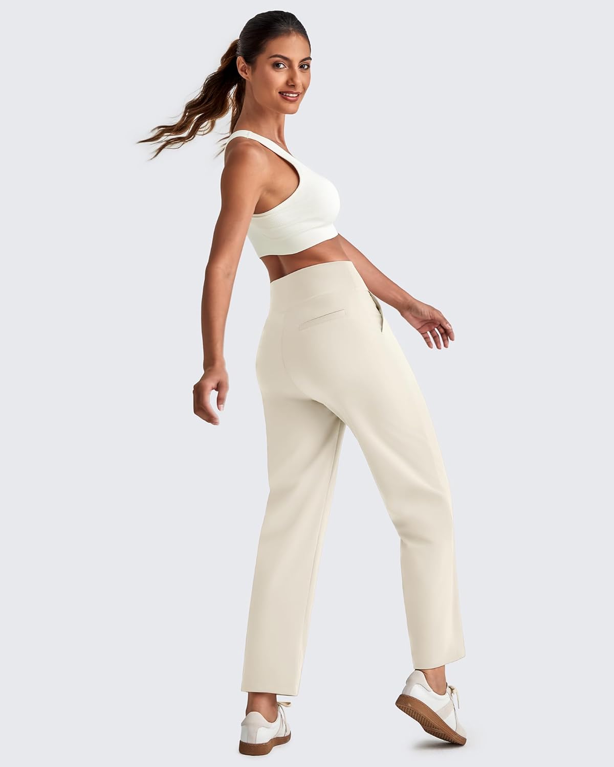 G4Free ShiftReady Womens Ankle Dress Yoga Pants with Pockets Stretchy Business Casual Slacks Work Trousers Travel Pant