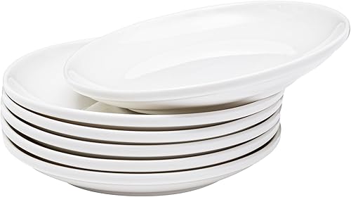 Vikko Plato de postre, juego de 6 platos blancos, porcelana fina, platos de postre apilables de 6 pulgadas, apto para lavavajillas