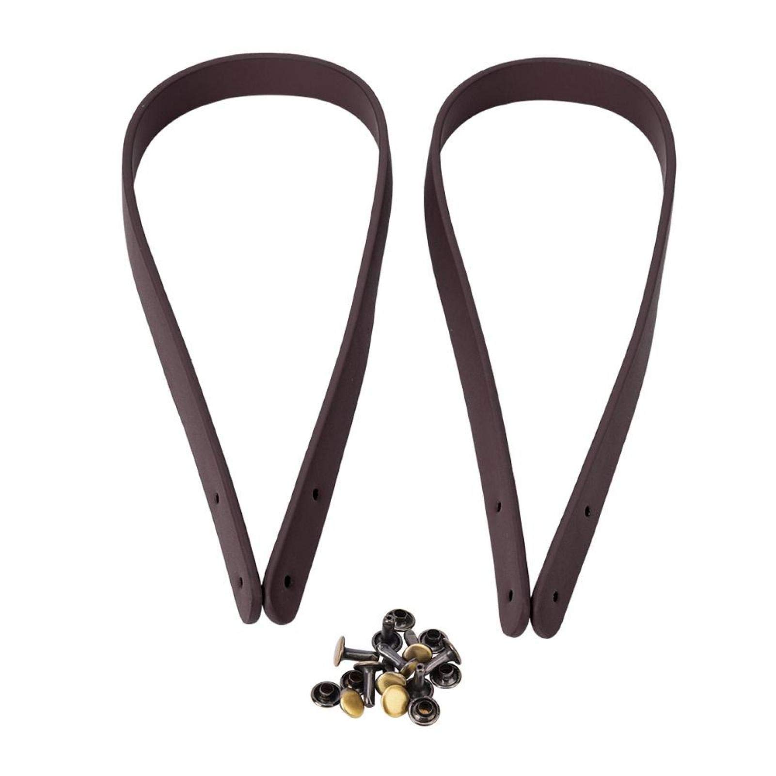 Oumefar 2PCS 65cm Leather Purse Handles Bag Handles Straps with Rivets Straps for Totebag Luggage Accessories Replacement(Coffee) - Image 2