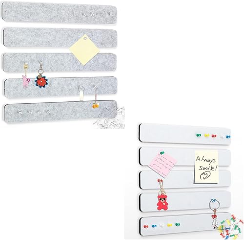 Paquete de 5 tiras de fieltro gris para tablones de anuncios con 5 tiras de fieltro blanco para tablones de anuncios